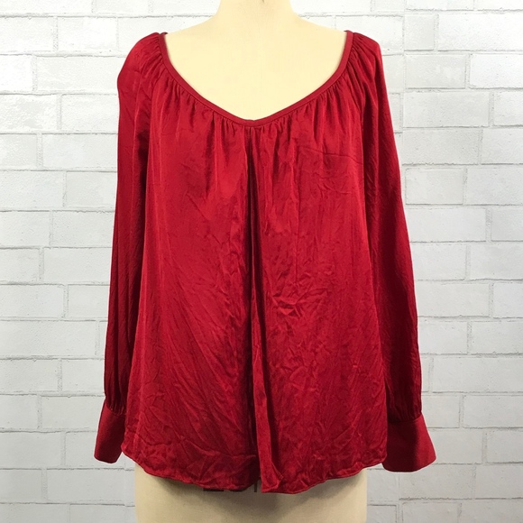 Talbots Tops - Talbots Silk Pullover L/S Scoop Neck Peasant Top
